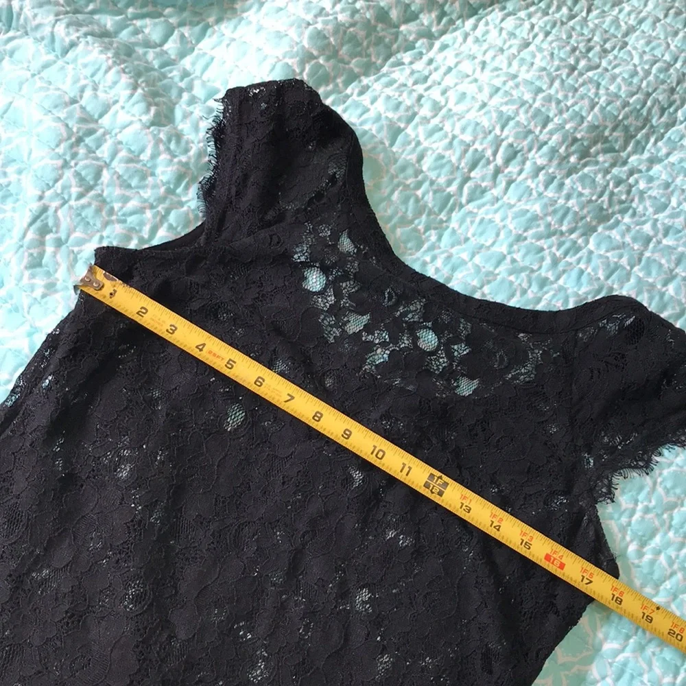 Vintage sheer lace dress with feather ruffle - Picture 6 of 8